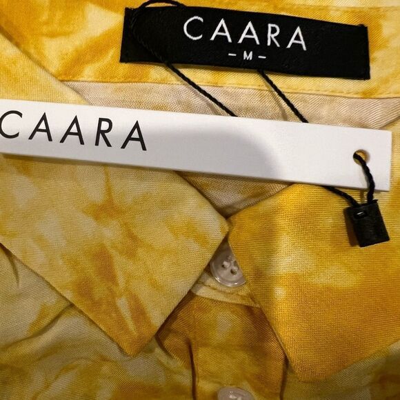 WT Caara yellow and white tie dye Marble button down blouse women's size med - Picture 6 of 10